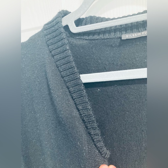 NWOT Eileen Fisher Open Cardigan With Pockets Black S/M - Picture 3 of 8